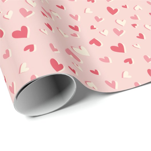Niedliche kleine Herzen in Rosa Geschenkpapier (Rolleneckpunkt)