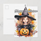 Niedliche Kleine Hexe | Frohe Halloween Postkarte (Vorne/Hinten)