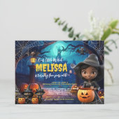 Niedliche Kleine Hexe Spooktacular Einladung zum G (Stehend Vorderseite)