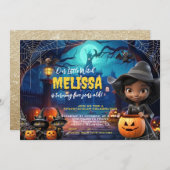 Niedliche Kleine Hexe Spooktacular Einladung zum G (Vorne/Hinten)