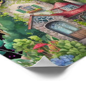 Niedliche kleine Hexe und Katze mit einem glücklic Poster (Ecke)