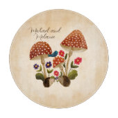 Niedliche kleine Igel mit Pilzen und Blume Schneidebrett (Vorderseite)