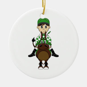 Niedliche kleine Jockey-Verzierung Keramikornament