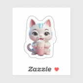 niedliche kleine Katze frisst Eis Aufkleber (Blatt)