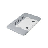 Niedliche kleine Katze mit Personalisiertem Namen Badematte (Schrägansicht)