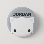 Niedliche kleine Katze mit Personalisiertem Namen Button (Vorderseite)