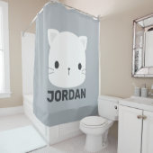 Niedliche kleine Katze mit Personalisiertem Namen Duschvorhang (Beispiel)