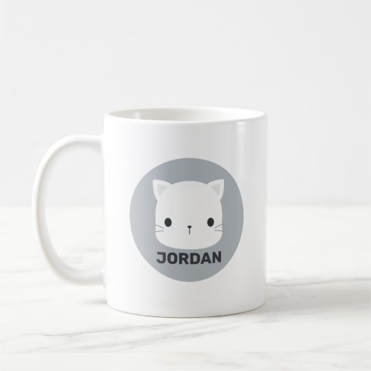 Niedliche kleine Katze mit Personalisiertem Namen Kaffeetasse (Links)