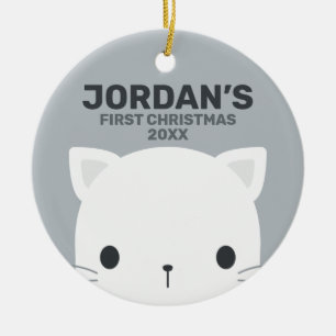 Niedliche kleine Katze mit Personalisiertem Namen Keramik Ornament