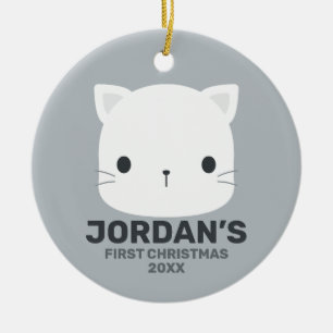 Niedliche kleine Katze mit Personalisiertem Namen Keramik Ornament