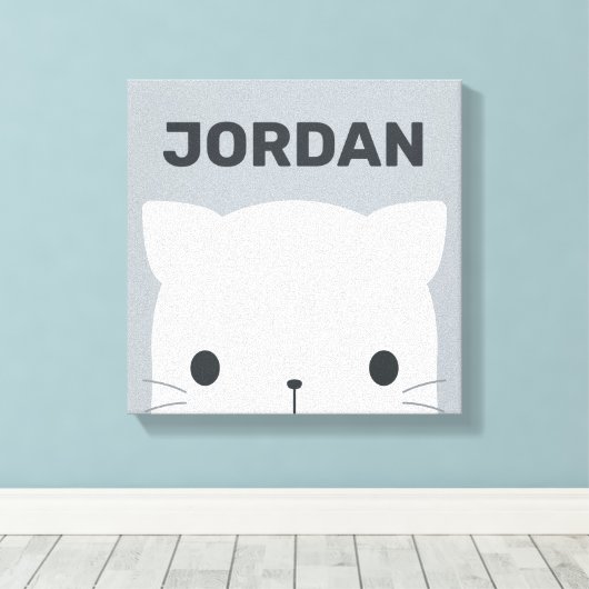 Niedliche kleine Katze mit Personalisiertem Namen Leinwanddruck (Insitu (Holzboden))