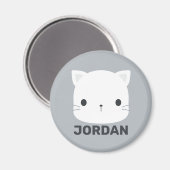 Niedliche kleine Katze mit Personalisiertem Namen Magnet (Vorderseite/Rückseite)