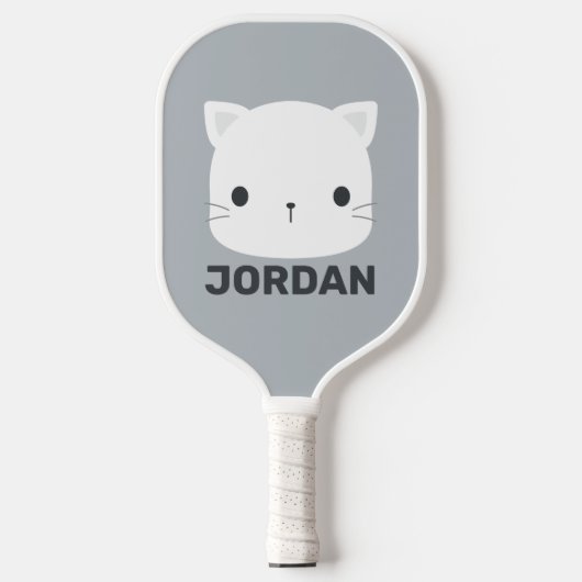 Niedliche kleine Katze mit Personalisiertem Namen Pickleball Schläger (Vorderseite)
