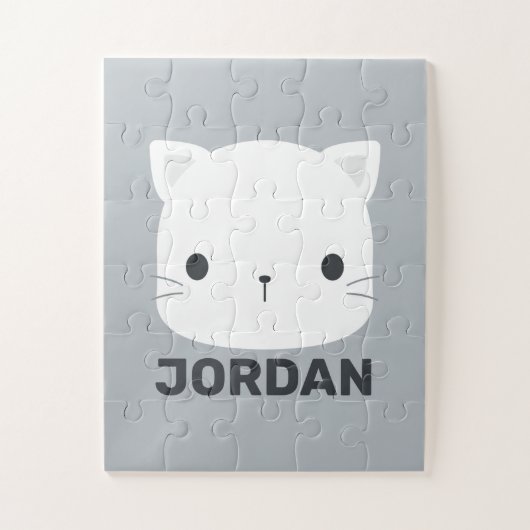 Niedliche kleine Katze mit Personalisiertem Namen Puzzle (Vertikal)