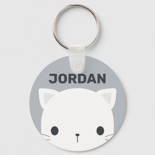 Niedliche kleine Katze mit Personalisiertem Namen Schlüsselanhänger (Vorderseite)