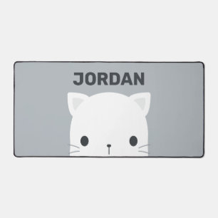 Niedliche kleine Katze mit Personalisiertem Namen Schreibtischunterlage