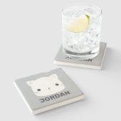 Niedliche kleine Katze mit Personalisiertem Namen Steinuntersetzer (Seitenansicht)