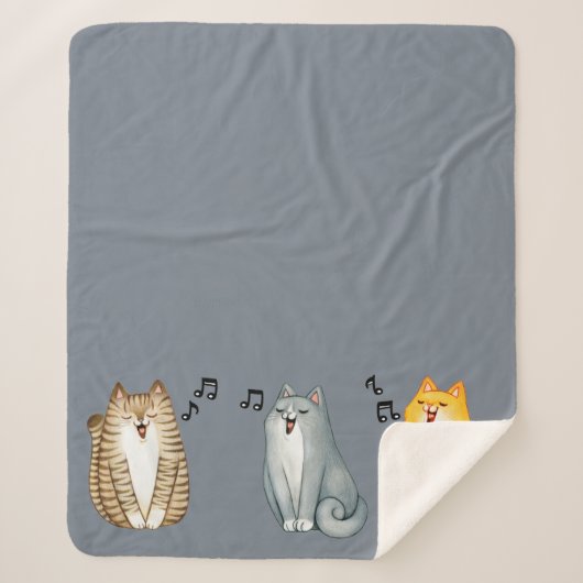 Niedliche Kleine Katzen Kätzchen Cartoon Musik Sherpadecke (Vorderseite)
