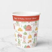 Niedliche kleine Kinder Bauer Muster glücklich Geb Pappbecher (Rückseite)