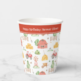 Niedliche kleine Kinder Bauer Muster glücklich Geb Pappbecher