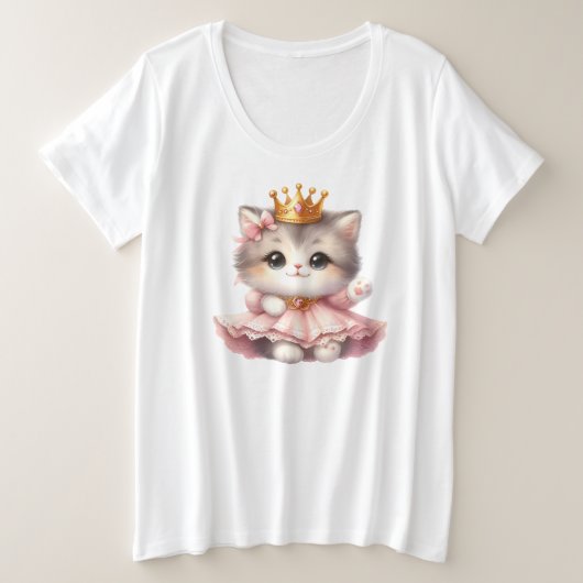 Niedliche kleine Kitten Princess Große Größe T-Shirt (Design vorne)