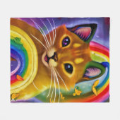 Niedliche kleine Kitty mit Regenbogenfarben, Katze Fleecedecke (Vorderseite (Horizontal))