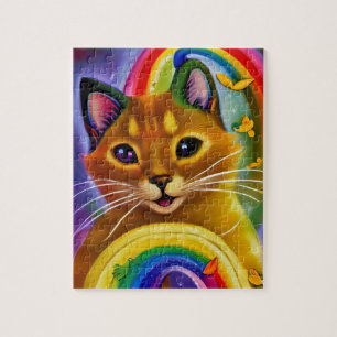 Niedliche kleine Kitty mit Regenbogenfarben, Katze Puzzle