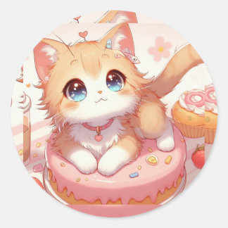 Niedliche kleine Kitty Runder Aufkleber