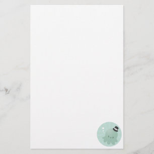 Niedliche kleine Krake, die einen schwarzen Briefpapier