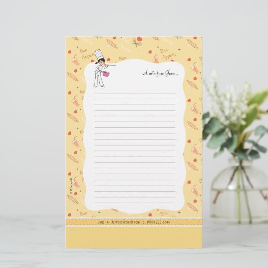 Niedliche kleine Küche Briefpapier-Blätter Briefpapier (Stehend Vorderseite)