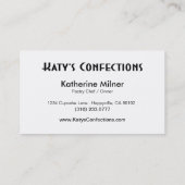 Niedliche kleine Kuchen: Visitenkarte (Rückseite)