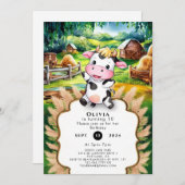 Niedliche kleine Kuh Geburtstag Einladung (Vorne/Hinten)