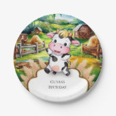 Niedliche kleine Kuh Geburtstag Pappteller (Vorderseite)