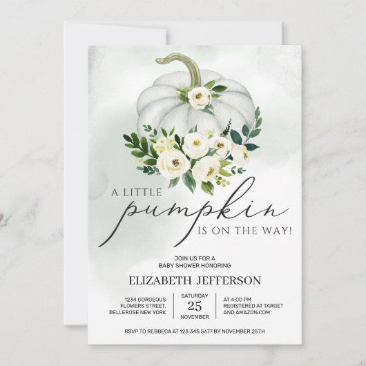 Niedliche kleine Kürbis-Grünanlage Boho Babydusche Einladung (Vorderseite)
