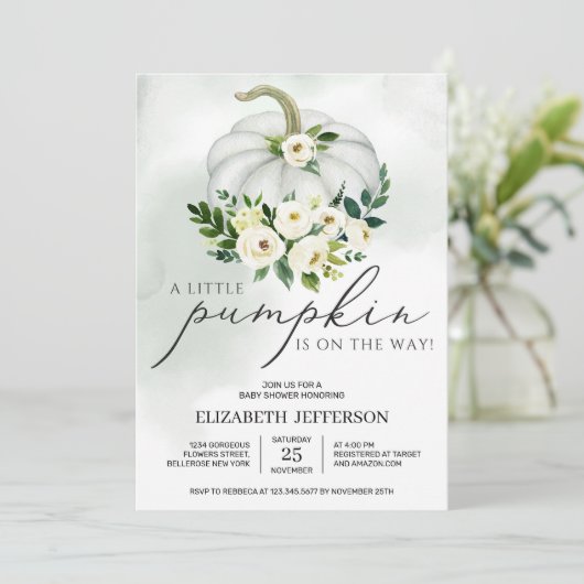 Niedliche kleine Kürbis-Grünanlage Boho Babydusche Einladung (Stehend Vorderseite)