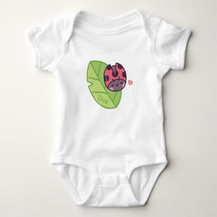 Niedliche kleine Ladybug auf Leaf Baby Girl Strampler