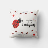 Niedliche kleine Ladybug rot und schwarz mit Namen Kissen (Vorderseite)