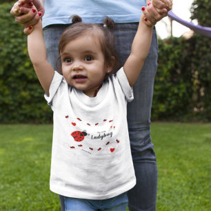Niedliche kleine Ladybug rot und schwarz mit Namen Kleinkind T-shirt