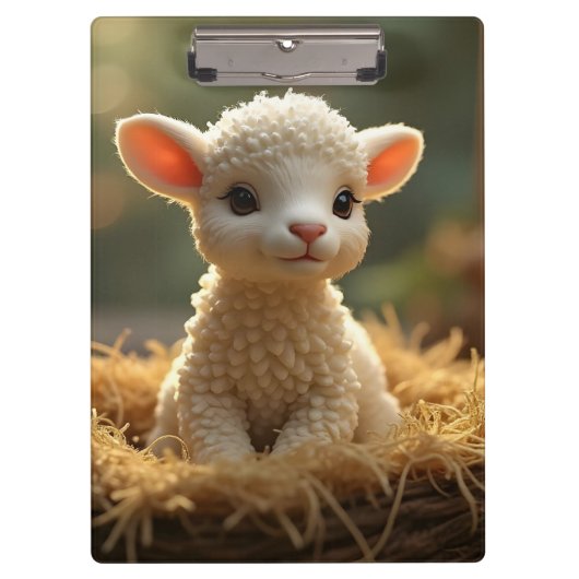NIEDLICHE KLEINE LAMB IM MANGER KLEMMBRETT (Vorderseite)