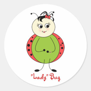 Niedliche kleine Mädchen-Ladybug mit Bow Runder Aufkleber
