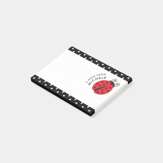 Niedliche kleine Marienkäfer-Polka-Punkt-Retro Post-it Klebezettel (angewinkelt)