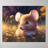 Niedliche kleine Maus auf der Blume, Kinder Poster (Vorne)