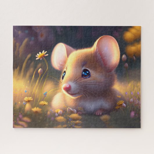 Niedliche kleine Maus auf einer Blume Puzzle (Horizontal)