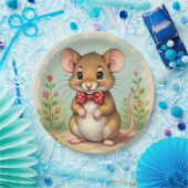 Niedliche kleine Maus mit Fliege Pappteller (Party)