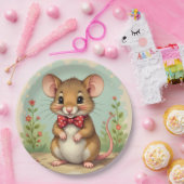 Niedliche kleine Maus mit Fliege Pappteller (Party)