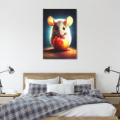 Niedliche kleine Maus mit glänzender Apfelküche Leinwanddruck (Insitu (Schlafzimmer))