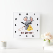 Niedliche kleine Maus mit Käsesatz GOT CHEESE Quadratische Wanduhr (Zuhause)