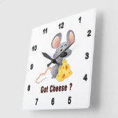 Niedliche kleine Maus mit Käsesatz GOT CHEESE Quadratische Wanduhr (Winkel)