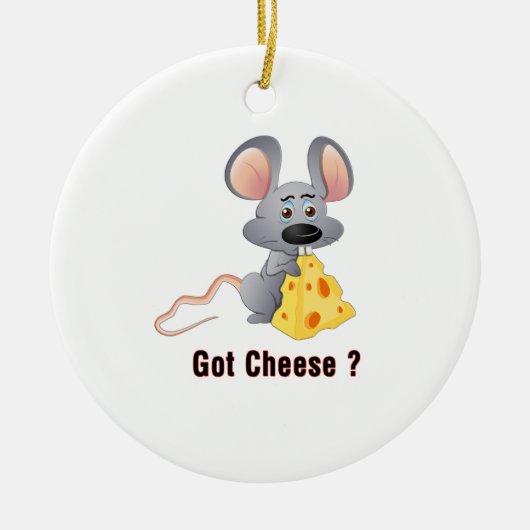 Niedliche kleine Maus mit Käseschnack GOT KÄSE Keramik Ornament (Vorne)