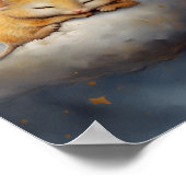 Niedliche kleine Maus schläft auf einer Wolke Poster (Ecke)